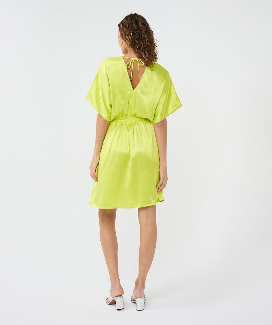 V-Neck Sateen Dress by EsQualo Apparel EsQualo