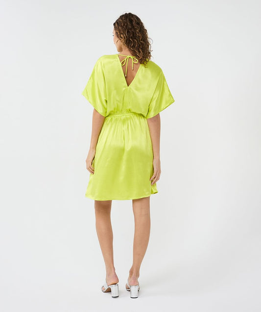 V-Neck Sateen Dress by EsQualo Apparel EsQualo