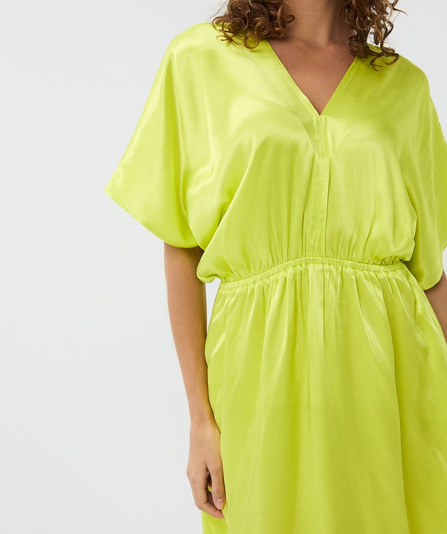 V-Neck Sateen Dress by EsQualo Apparel EsQualo