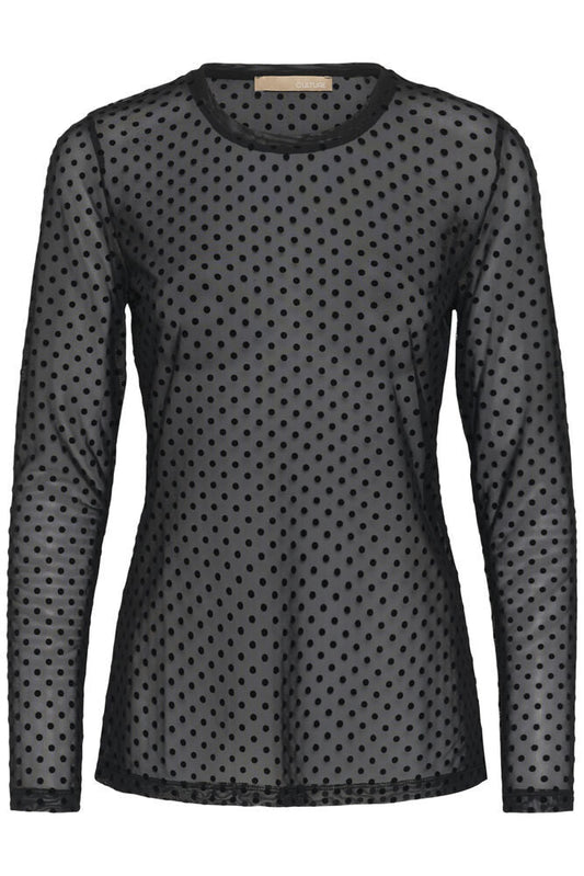 CUlaya Mesh Blouse by Culture in Black or Black Dot | Maison Khloe