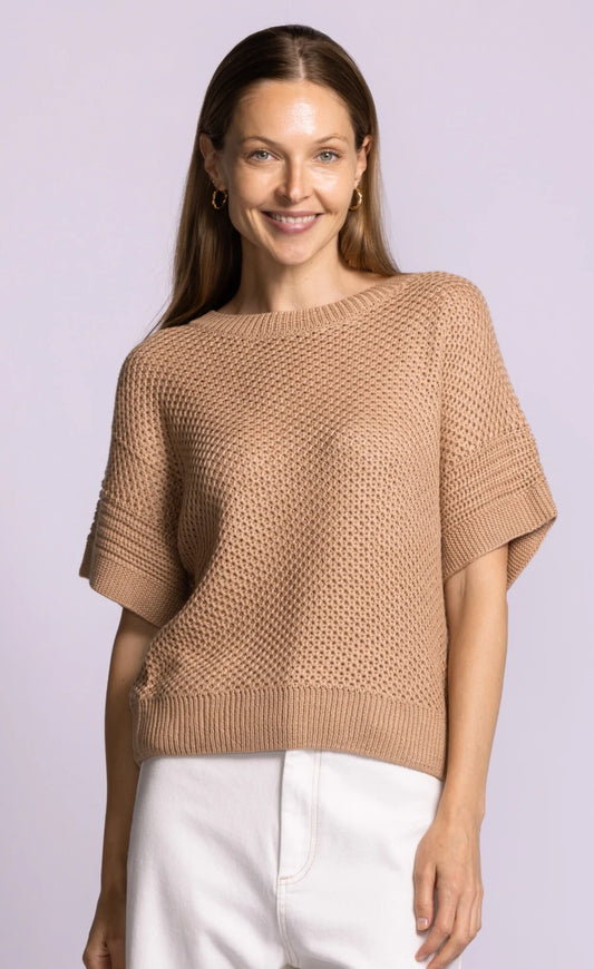 Open Knit Short Sleeve by Pink Martini Knit Tops Pink Martini