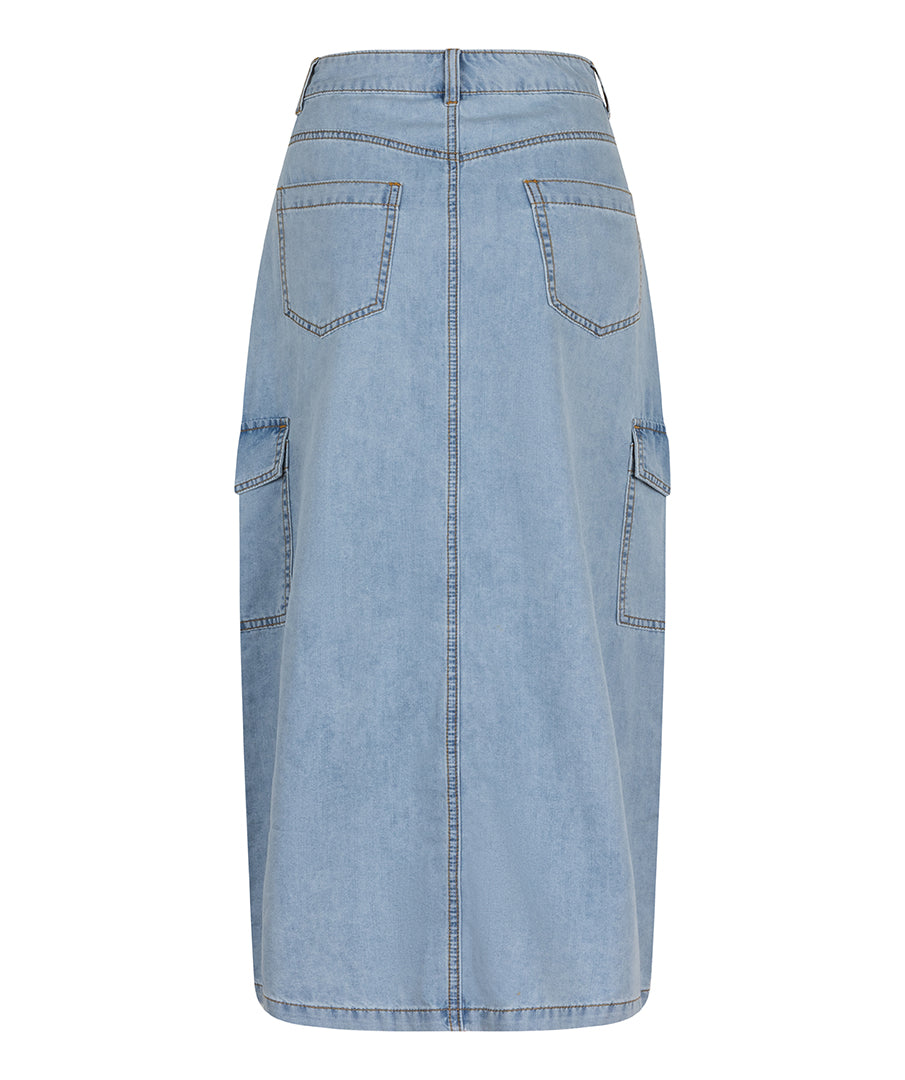 Denim Cargo Midi Skirt by EsQualo Skirt EsQualo