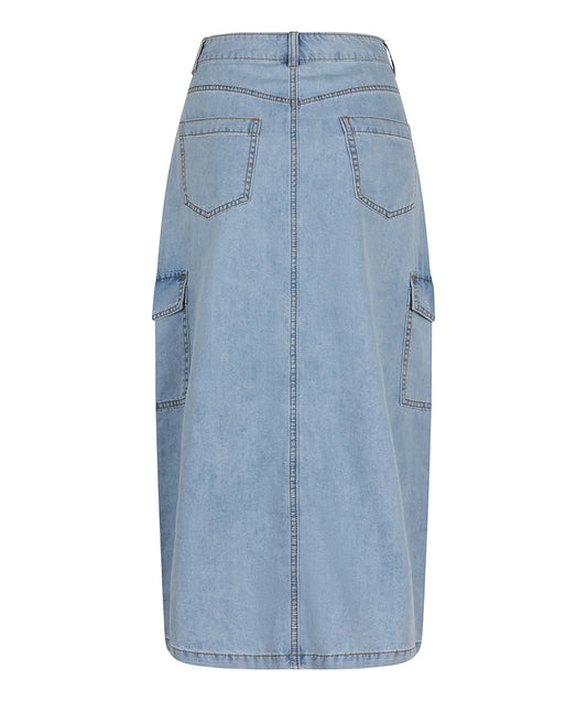 Denim Cargo Midi Skirt by EsQualo Skirt EsQualo