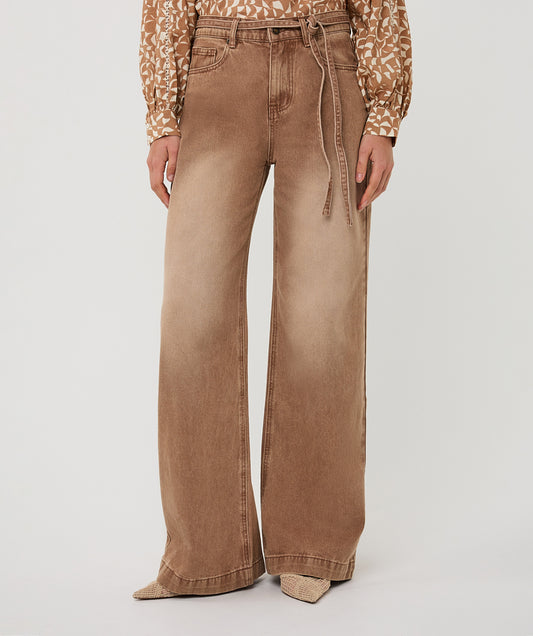 Wide Denim Tie Detail by EsQualo Jeans EsQualo