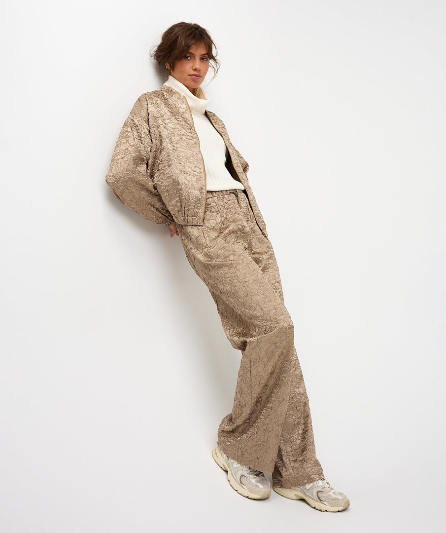 Crinkle Satin Bomber by EsQualo Jackets & Blazers EsQualo