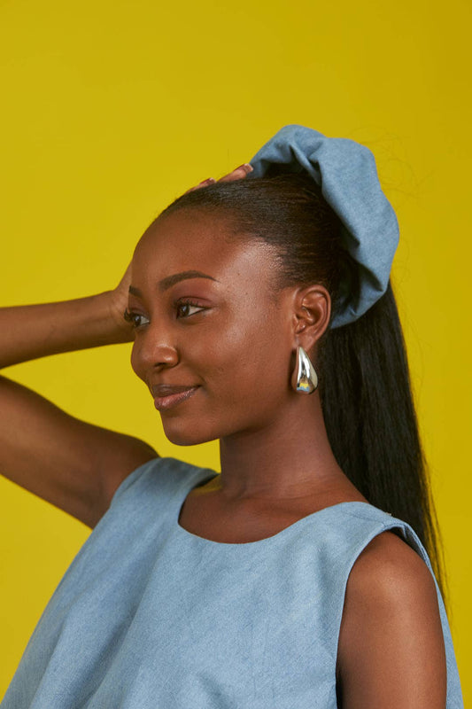Hair Scrunchie in Denim Headwear THE LNK