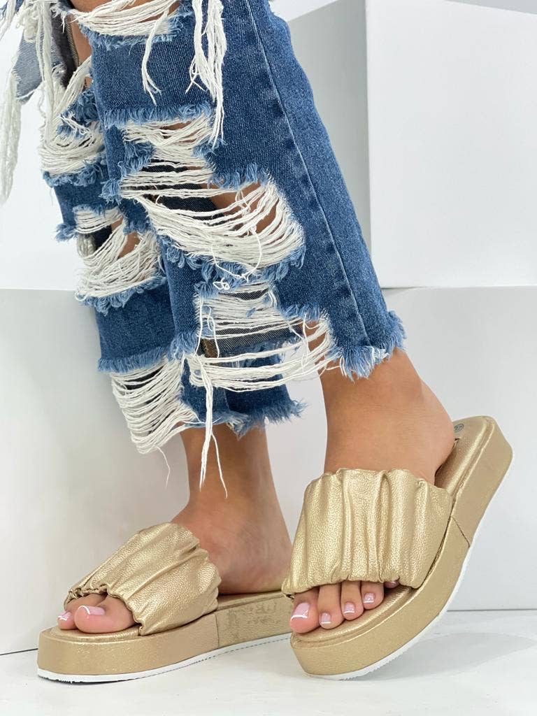 Xia Leather Sandal by MJ Shoes Shoe Mj shoes Gold