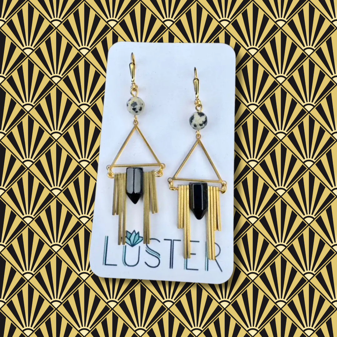 Brass + Stone Art Deco Earrings by Luster Accessories LUSTER
