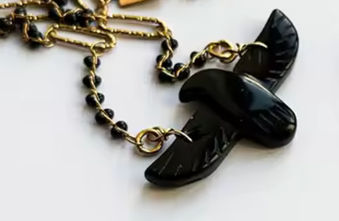 Stone Bird Necklace by HoopLa Jewelry HoopLa Obsidian