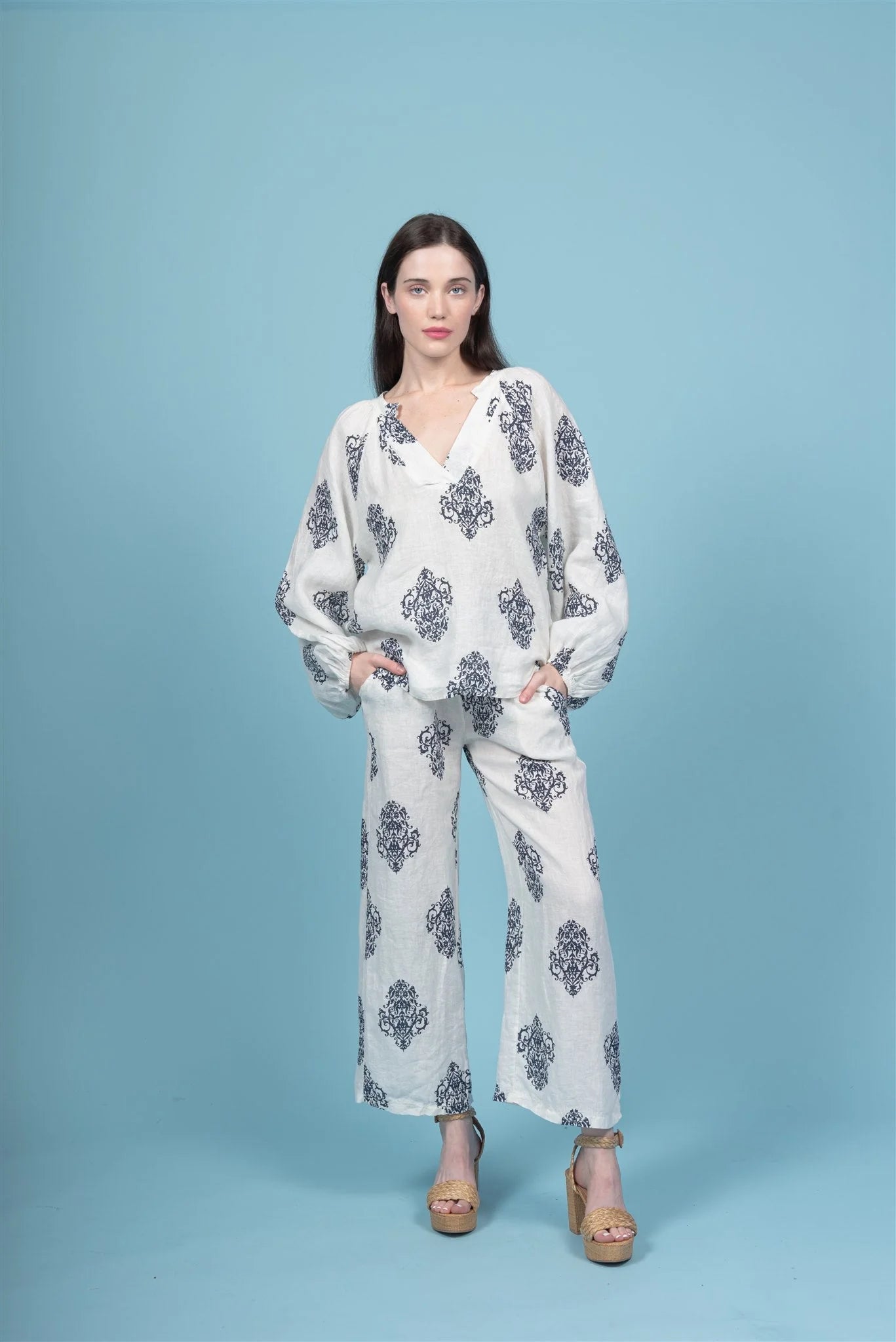 Printed Linen Pant by Elissia Europe Linen Pant Elissia Europe