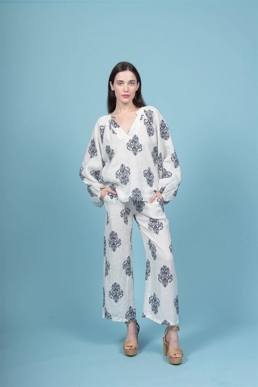 Printed Linen Pant by Elissia Europe Linen Pant Elissia Europe