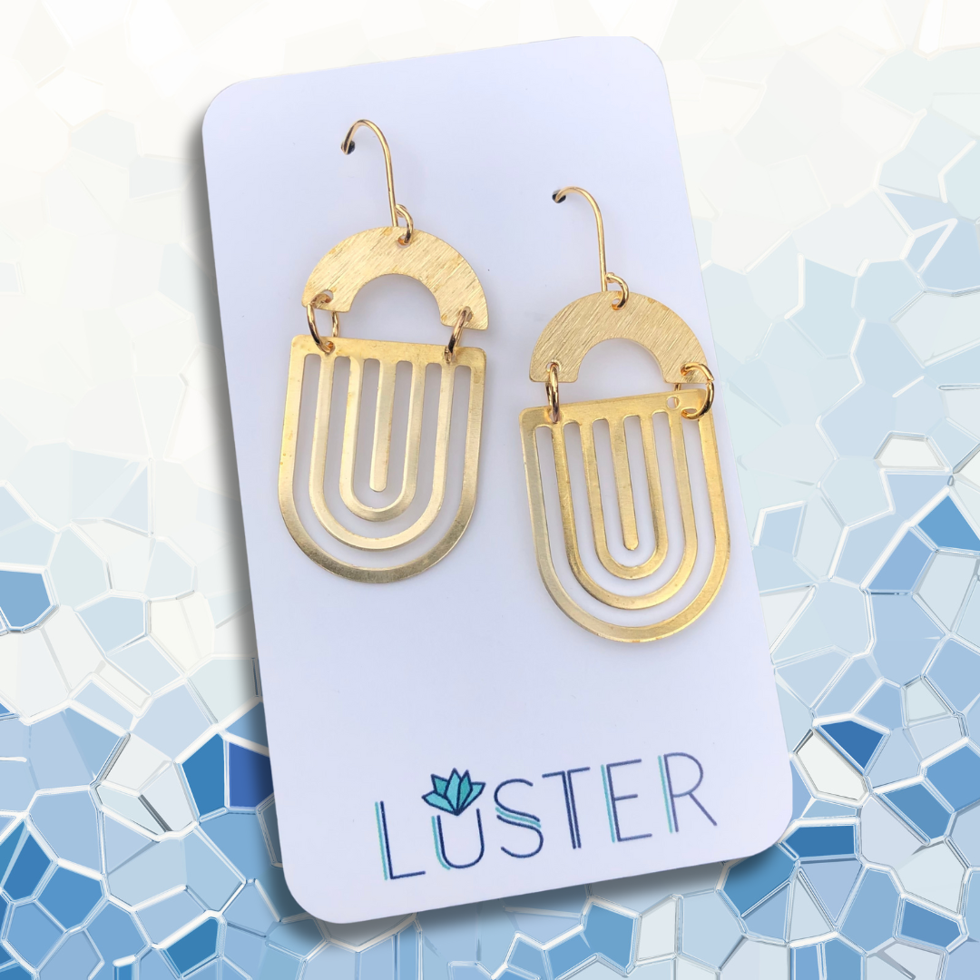Brass Art Deco Dangle Earrings by Luster Accessories LUSTER