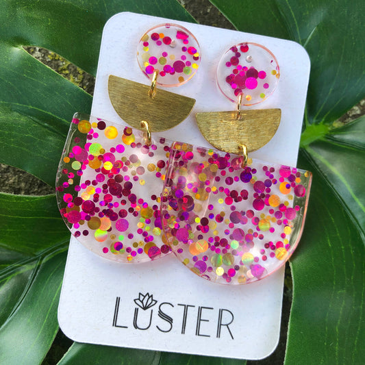 Pink Confetti Acrylic Earrings by Luster Accessories LUSTER