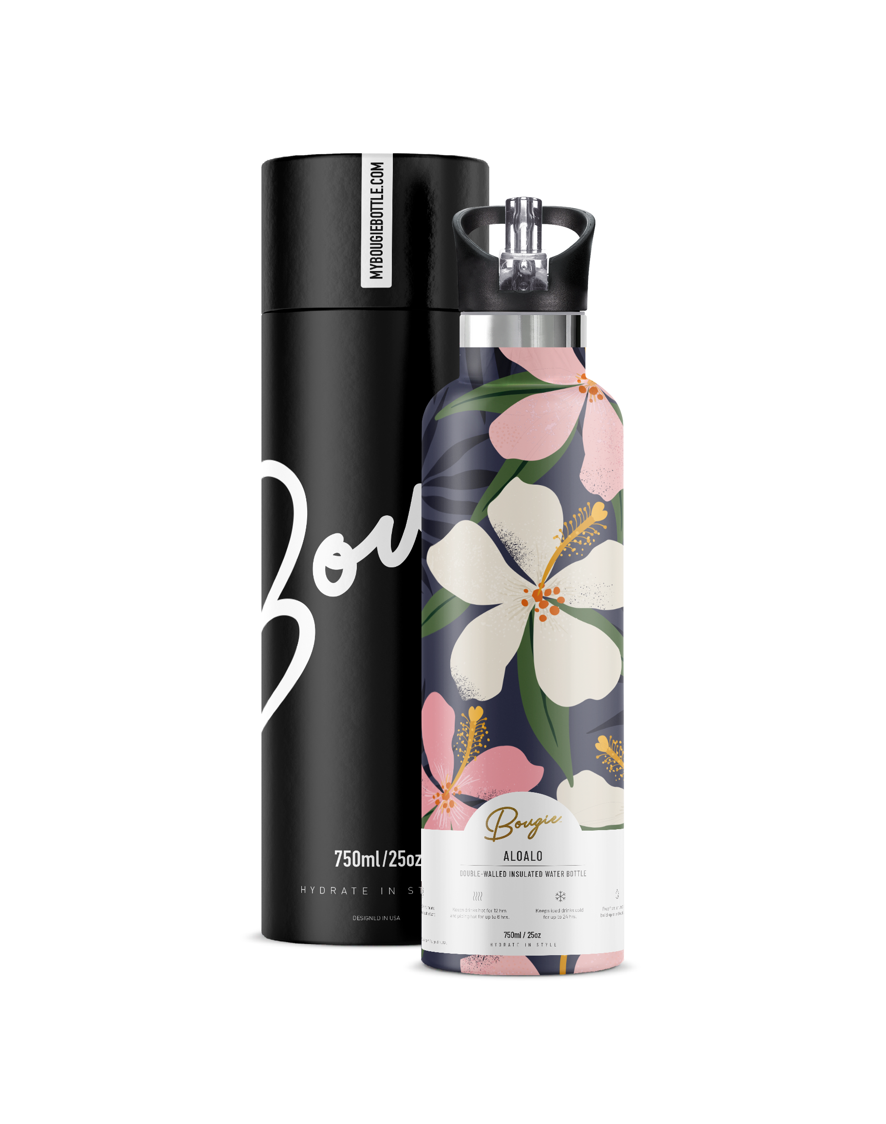 25oz Water Bottle by Bougie Bottle Mugs & Drinkware My Bougie Bottle Aloalo Gift Tube