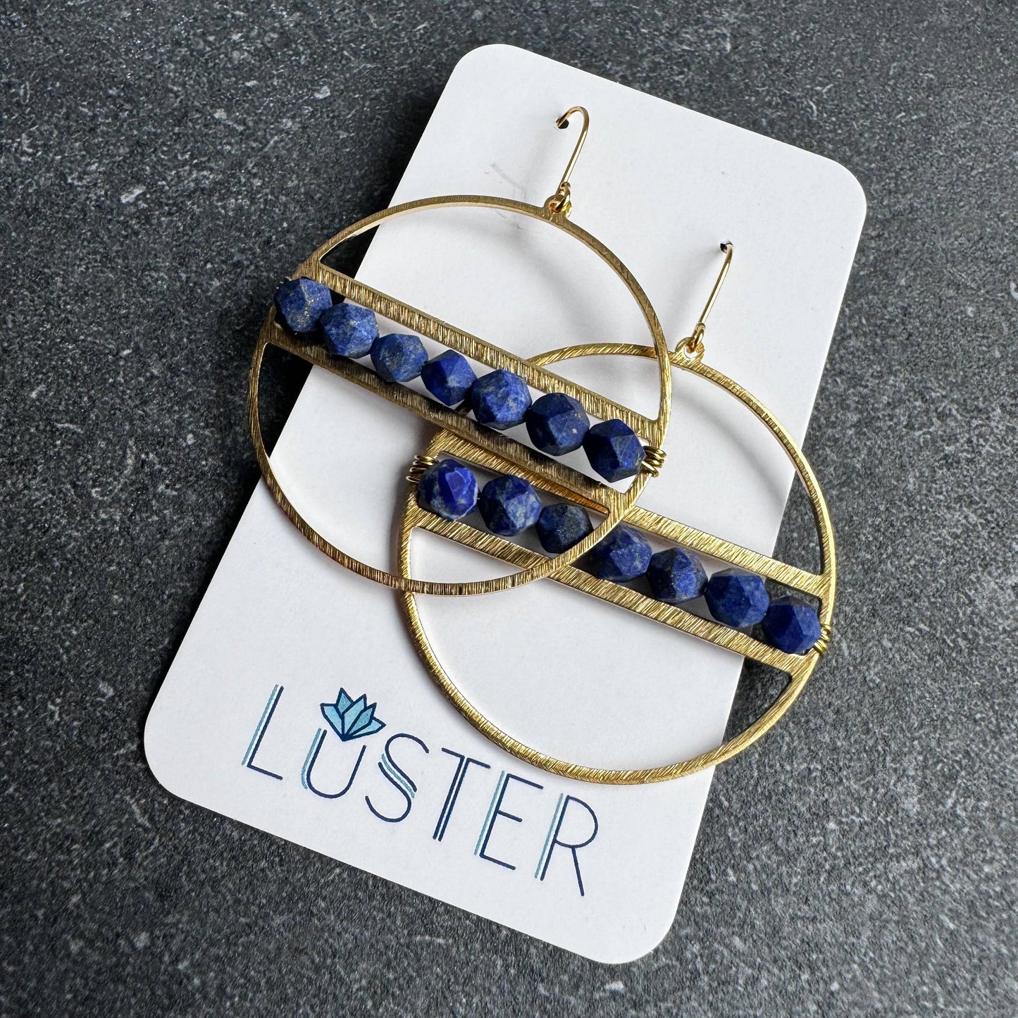 Stone + Brass Hoop Earrings by Luster Accessories LUSTER