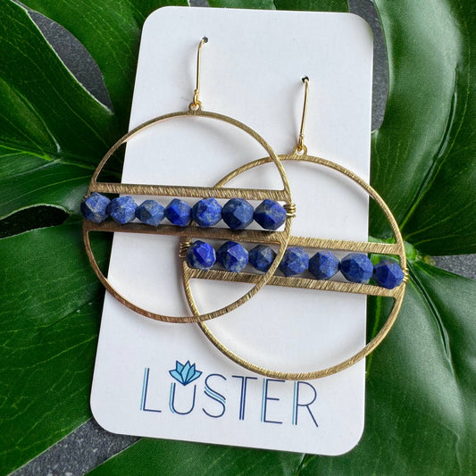 Stone + Brass Hoop Earrings by Luster Accessories LUSTER