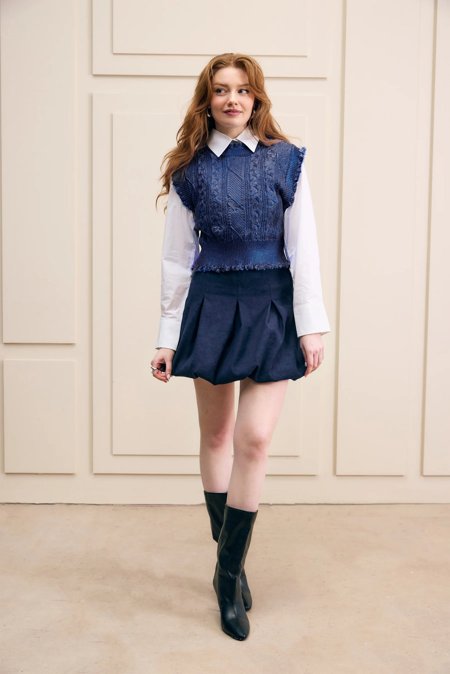 Bubble Hem Faux Suede Skirt by Hillary MacMillan Mini Skirt Hilary MacMillan