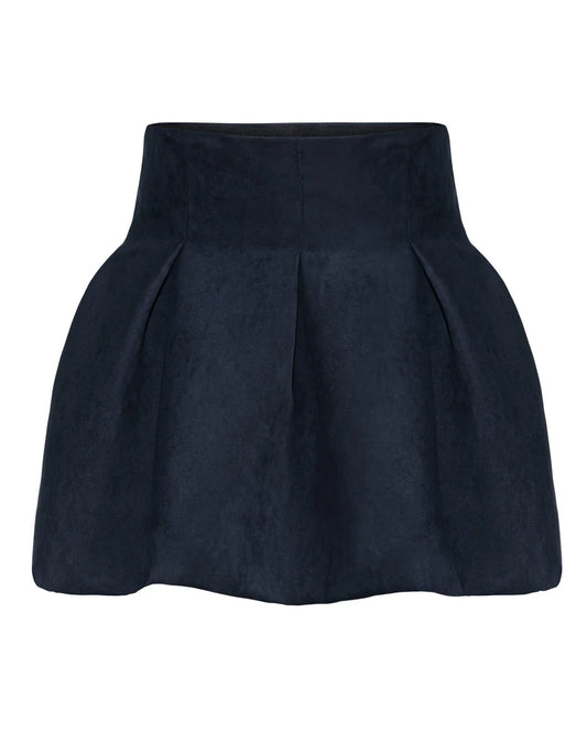 Bubble Hem Faux Suede Skirt by Hillary MacMillan Mini Skirt Hilary MacMillan navy