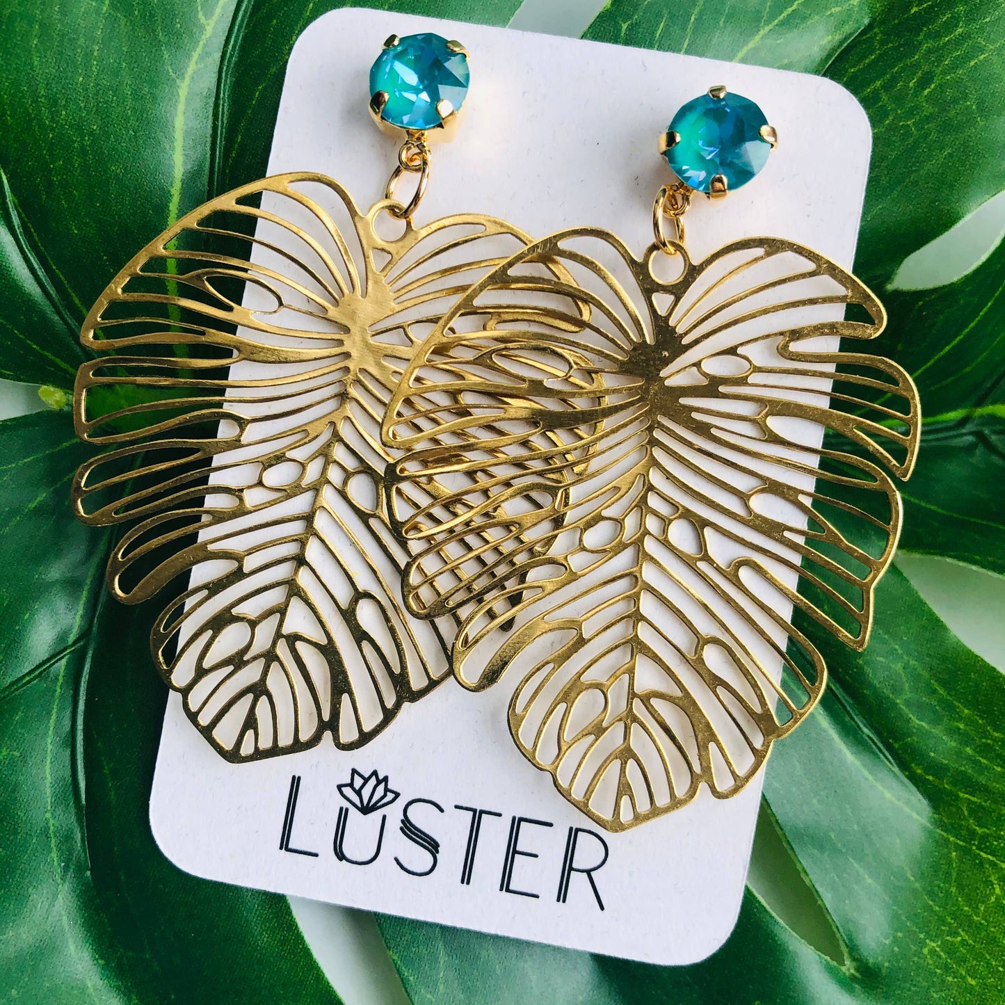Large Leaf Statement Earrings Accessories LUSTER