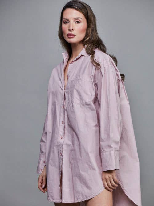 Boyfriend Cotton Shirt by Sixty Days Apparel SixtyDays Light Rose