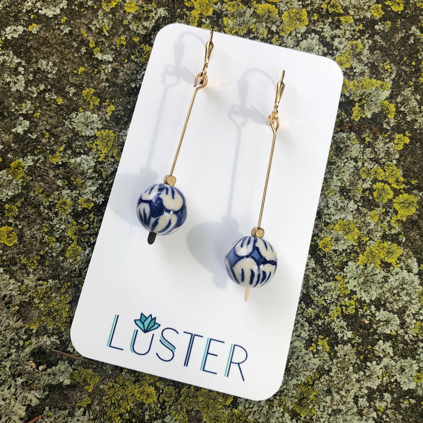 Brass + Porcelain Earrings by Luster Accessories LUSTER