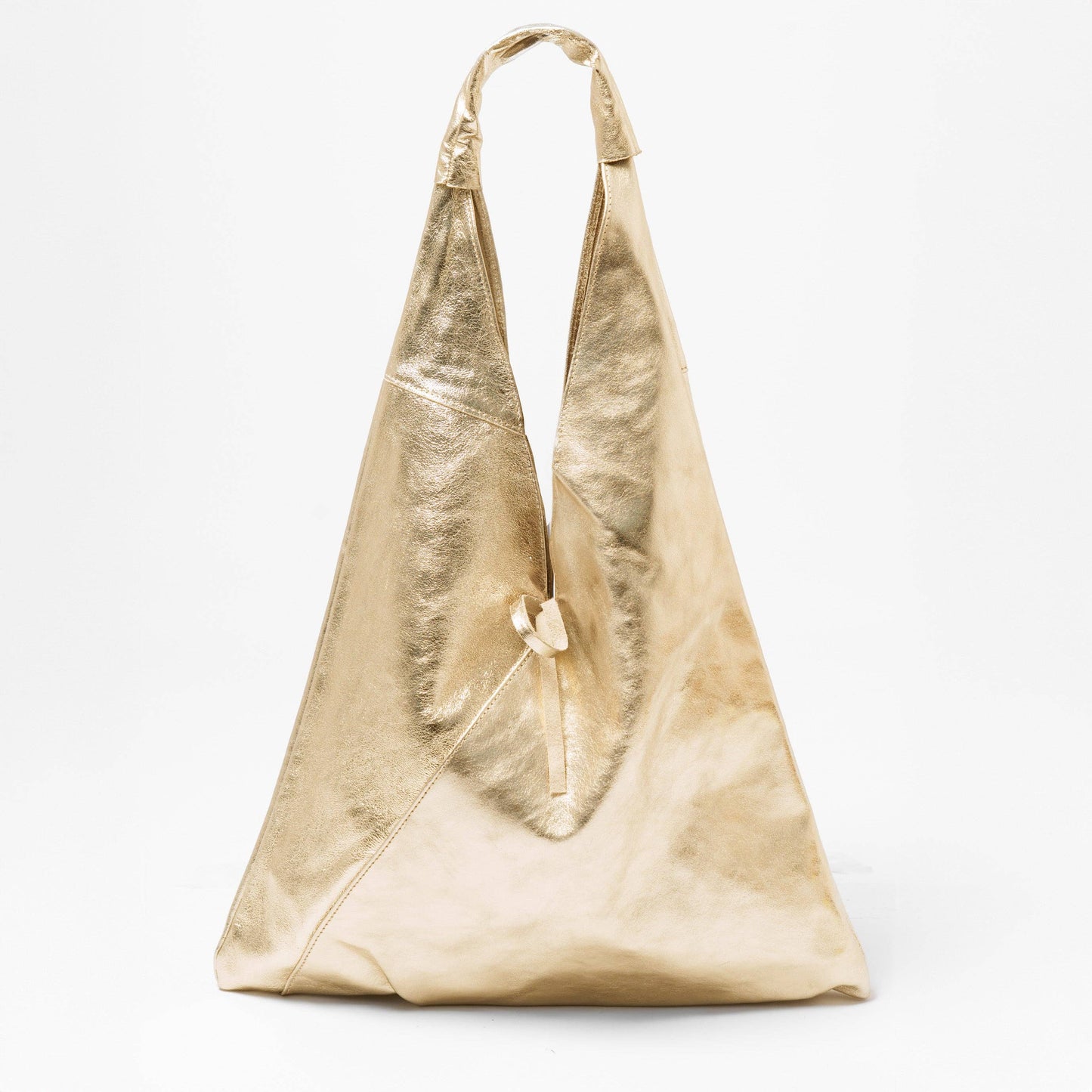 Leather Hobo Bag by Sarta Pelle Purse Sarta Pelle Metallic Gold