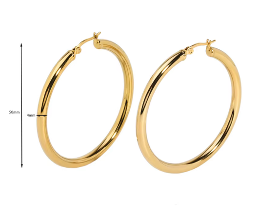 Classic Hoop Earrings Earrings HoopLa Yellow Gold 50mm