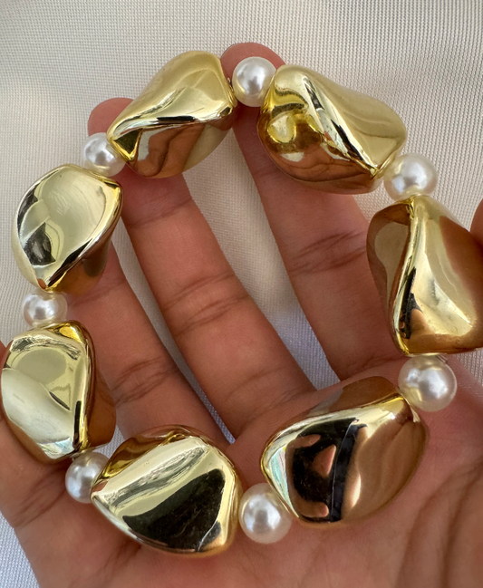 Nugget and Bead 14K Gold by Hoopla HoopLa Style nugget pearl small