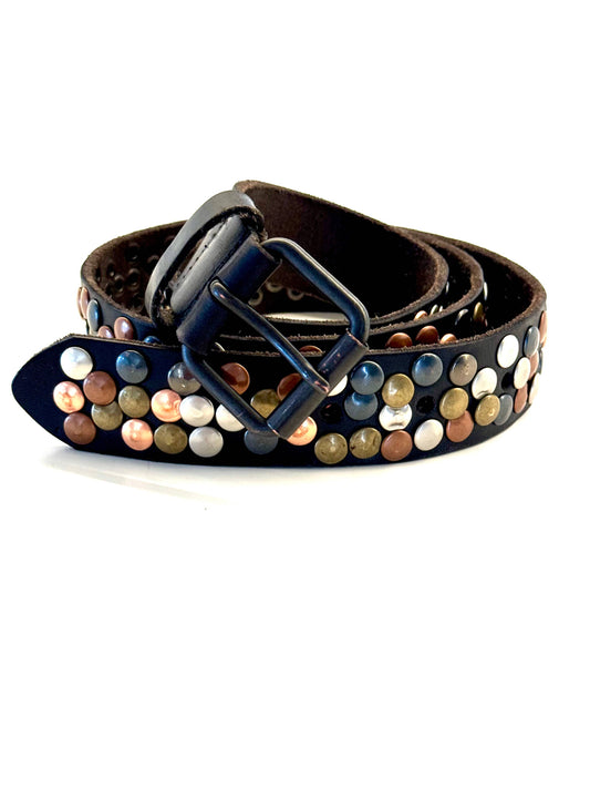 Genuine Leather with Multi Stud by Ginger Blue Apparel Ginger Blue Black