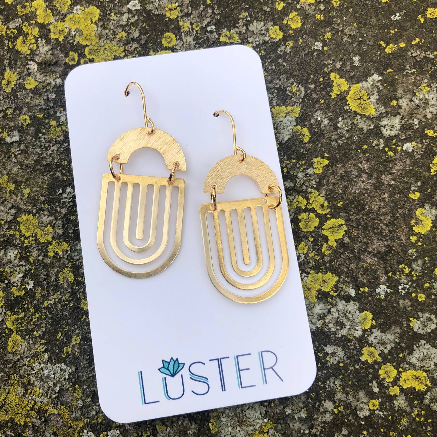 Brass Art Deco Dangle Earrings by Luster Accessories LUSTER