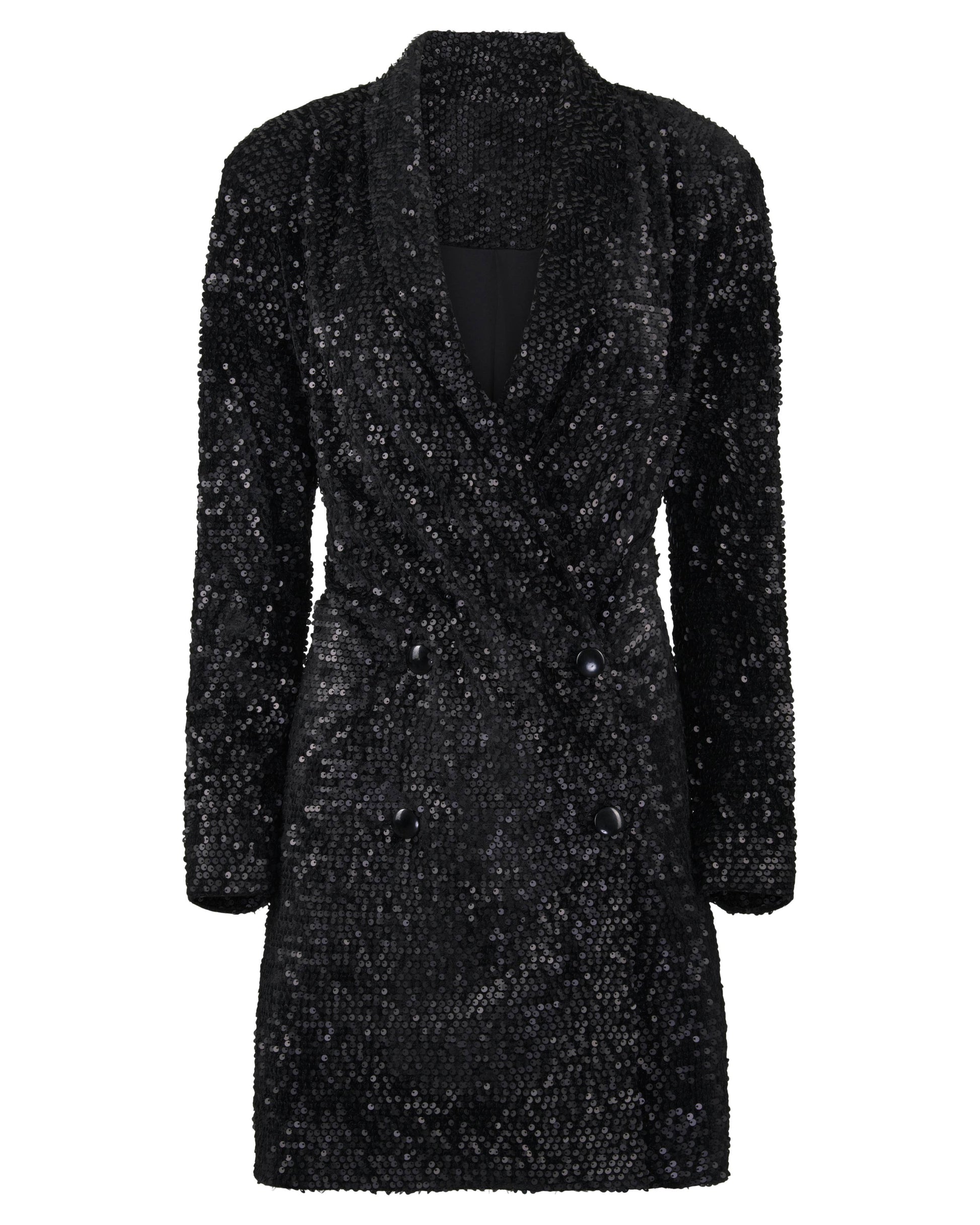 Sequin Blazer Dress by Hilary MacMillan Apparel Hilary MacMillan Black