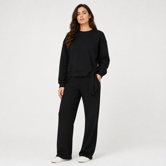 Modal Knot-Detail Sweater by EsQualo in Black | Maison Khloe