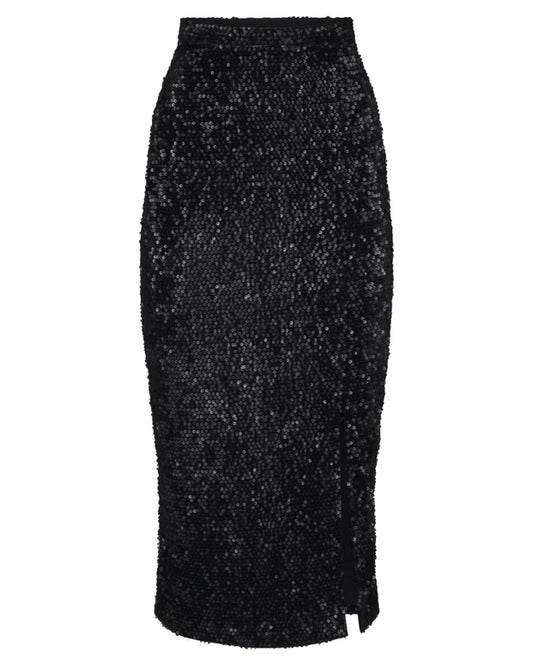 Sequin Midi Skirt by Hilary MacMillan Skirt Hilary MacMillan Black