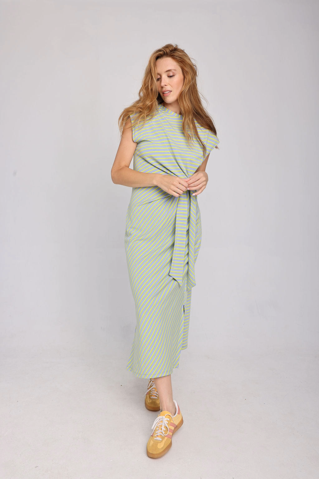Knit Dress with Tie by Lele de Baltzac Maxi Dress Lele de Baltzac Lavender