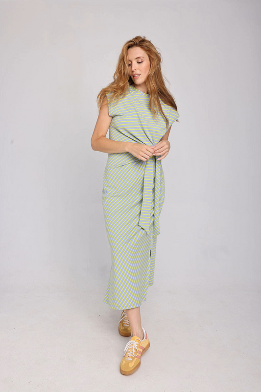 Knit Dress with Tie by Lele de Baltzac Maxi Dress Lele de Baltzac Lavender