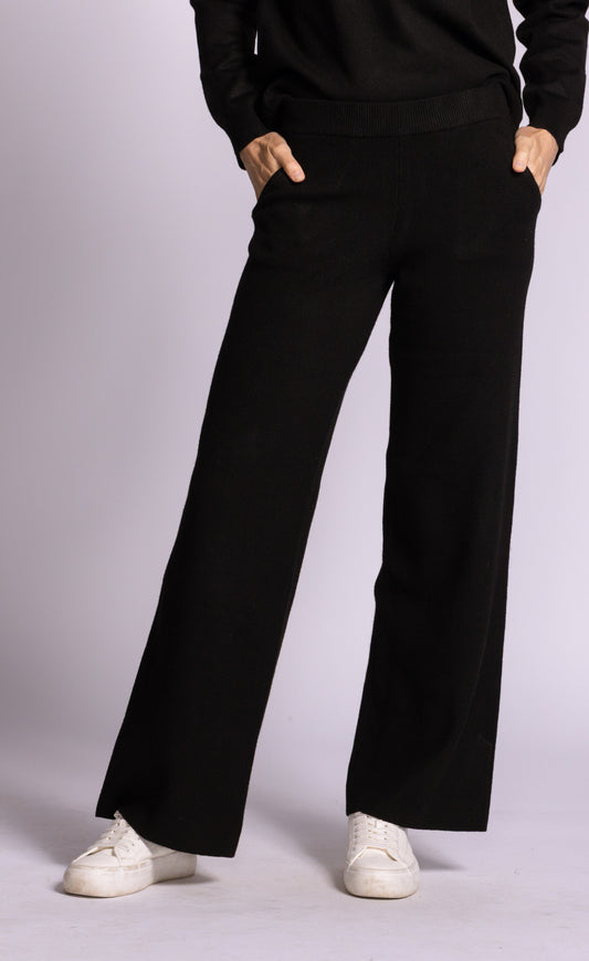 Pink Martini Ashley Wide Leg Knit Pants Knitted Pant Pink Martini Black