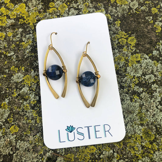 Stone + Brass Dumortierite Earrings Accessories LUSTER