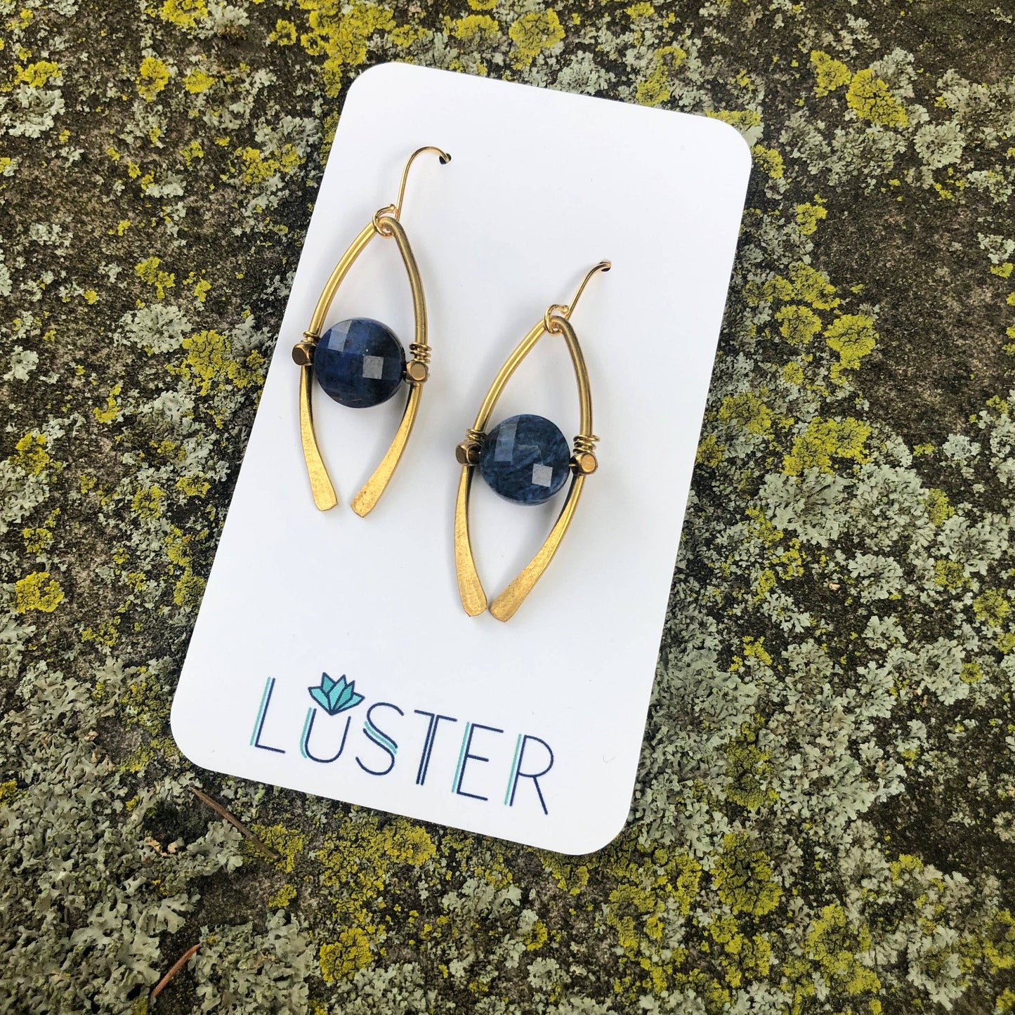 Stone + Brass Dumortierite Earrings Accessories LUSTER