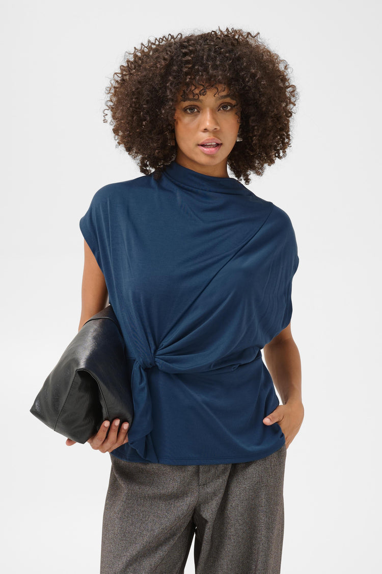 Philla Draped Short Sleeve Blouse by Culture Tops Culture