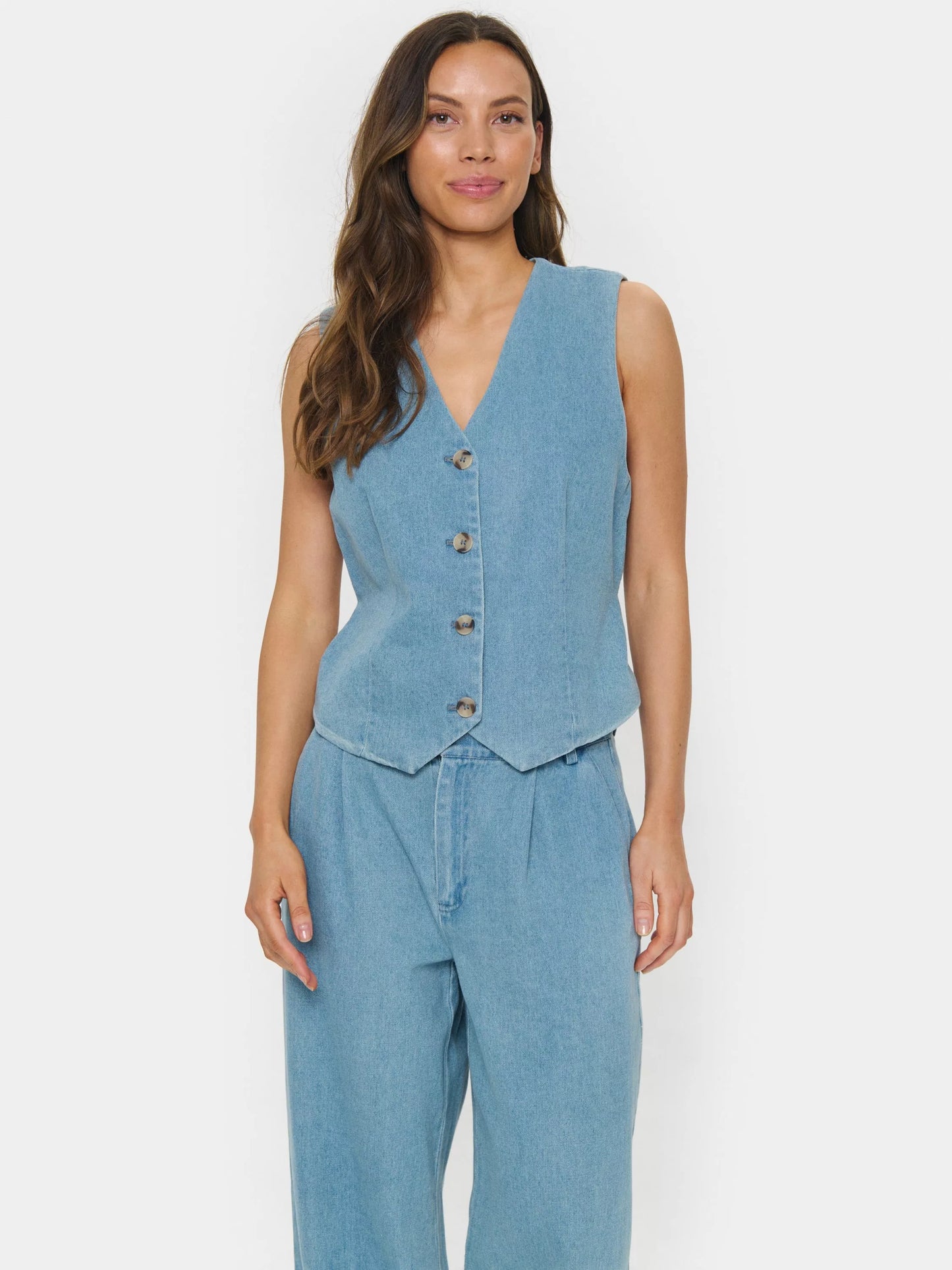 Jaclyn SZ Denim Vest by Saint Tropez Denims Saint Tropez