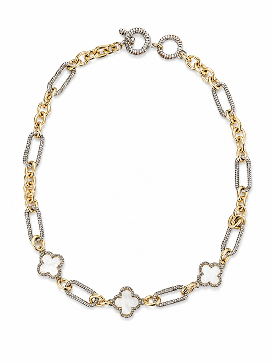 Clover Link Necklace Accessories King of Glitz