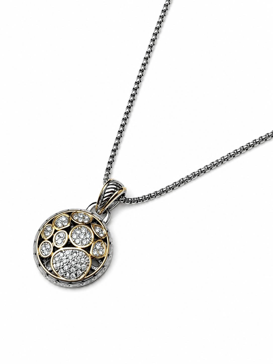 Circle Crystal Pendant Necklace King of Glitz