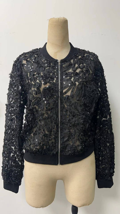 Lace Bomber Jacket by Choklate Paris