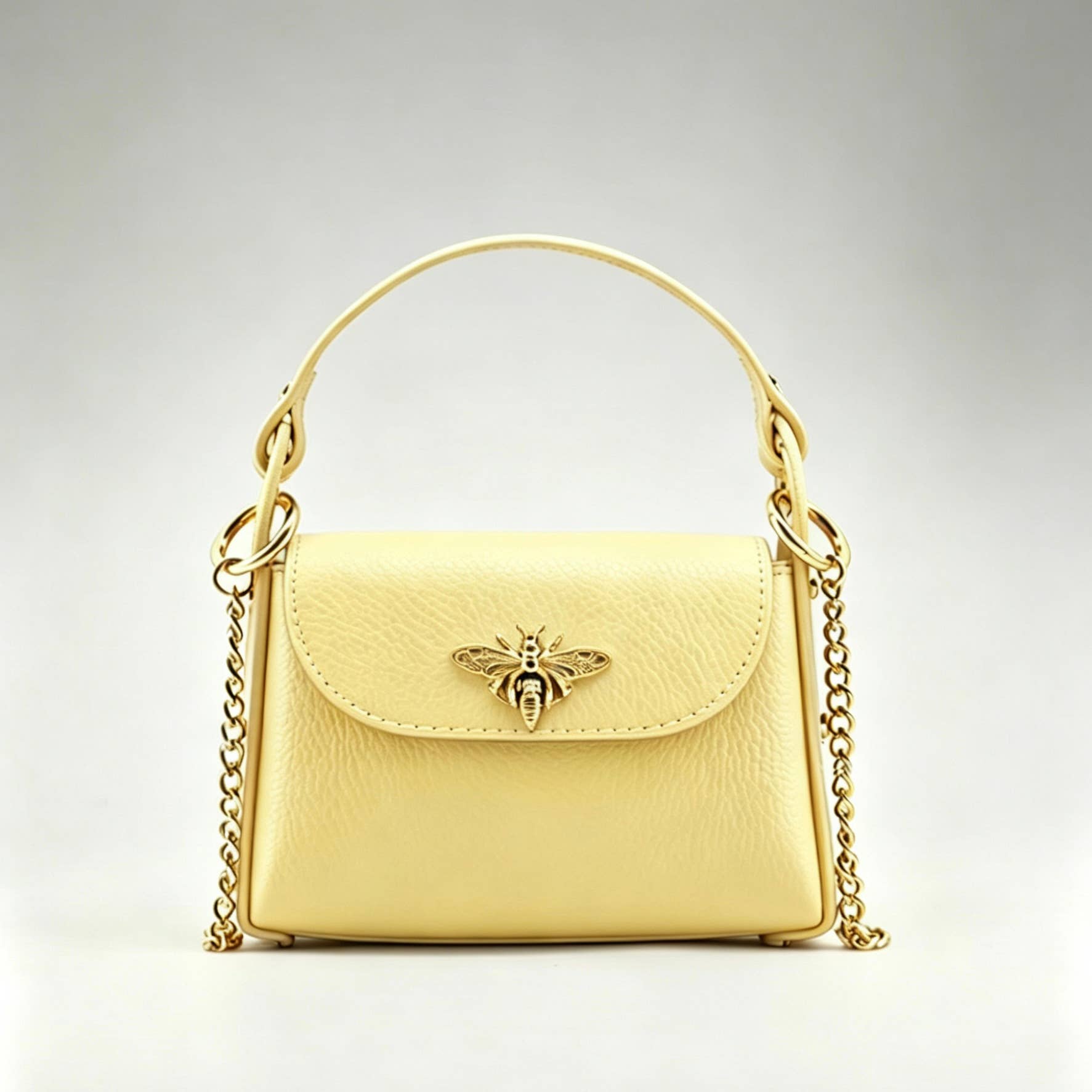 Bee Happy Mini Leather Crossbody Bag Purse Nanabags Yellow