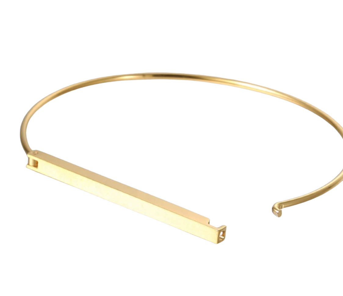 Gold Bar Bangle Bracelet Cuff by HoopLa Jewelry HoopLa