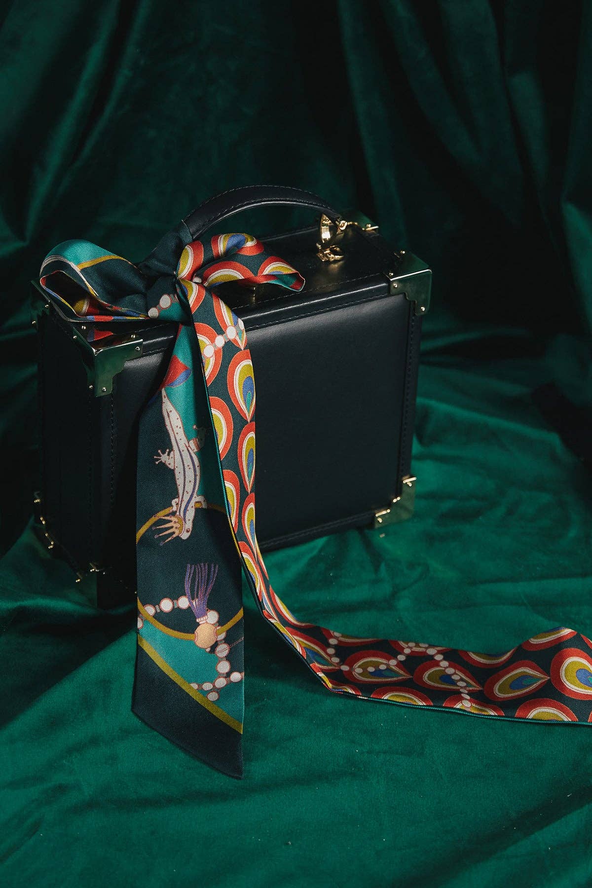 Silk Twilly Neck Bow by Lost Pattern NYC - "Peacock" Accessories Lost Pattern NYC