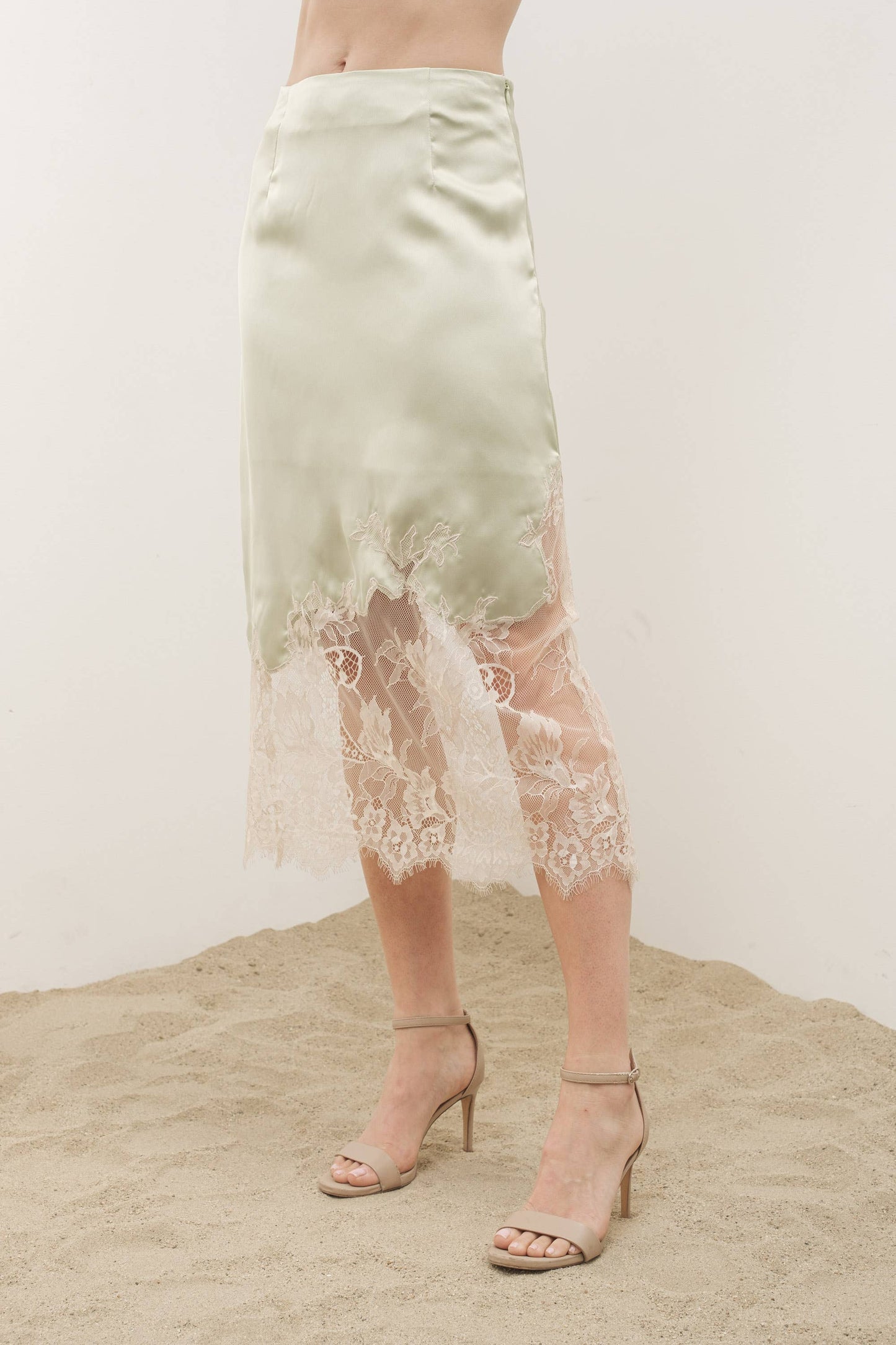 Satin with Lace Skirt by Aaron & Amber