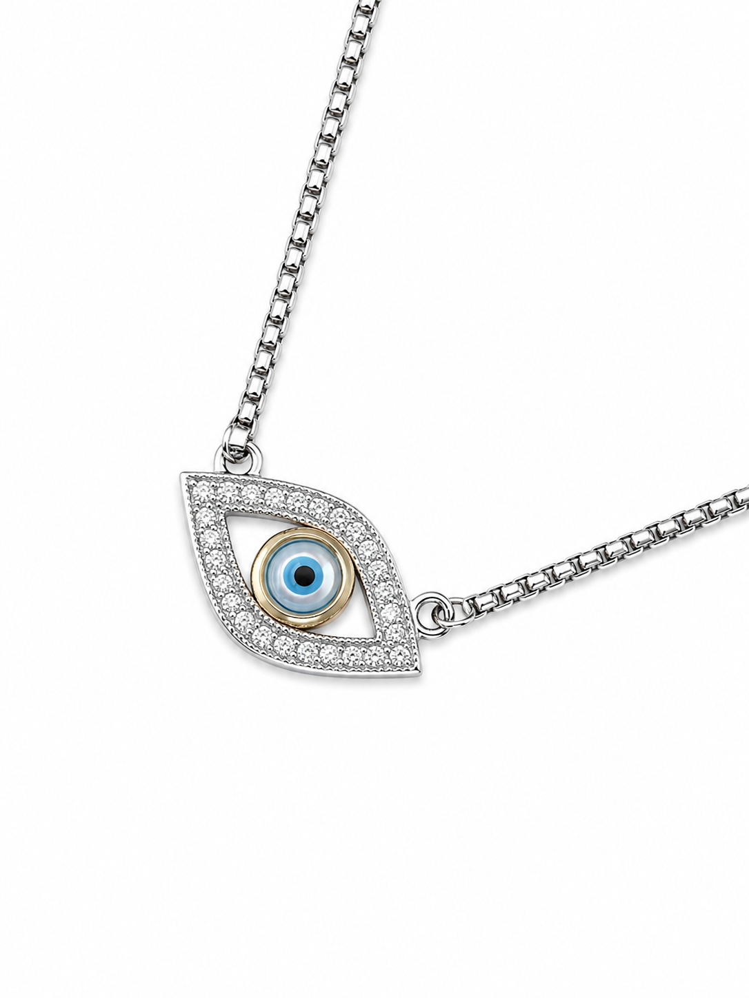 Crystal Evil Eye Necklace Accessories King of Glitz