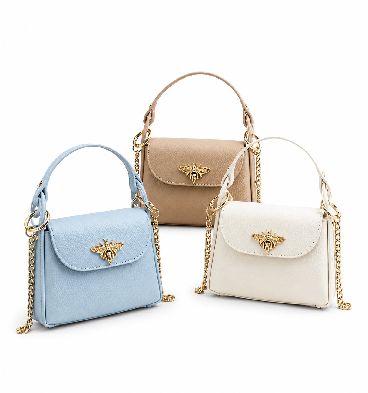 Bee Happy Mini Leather Crossbody Bag Purse Nanabags