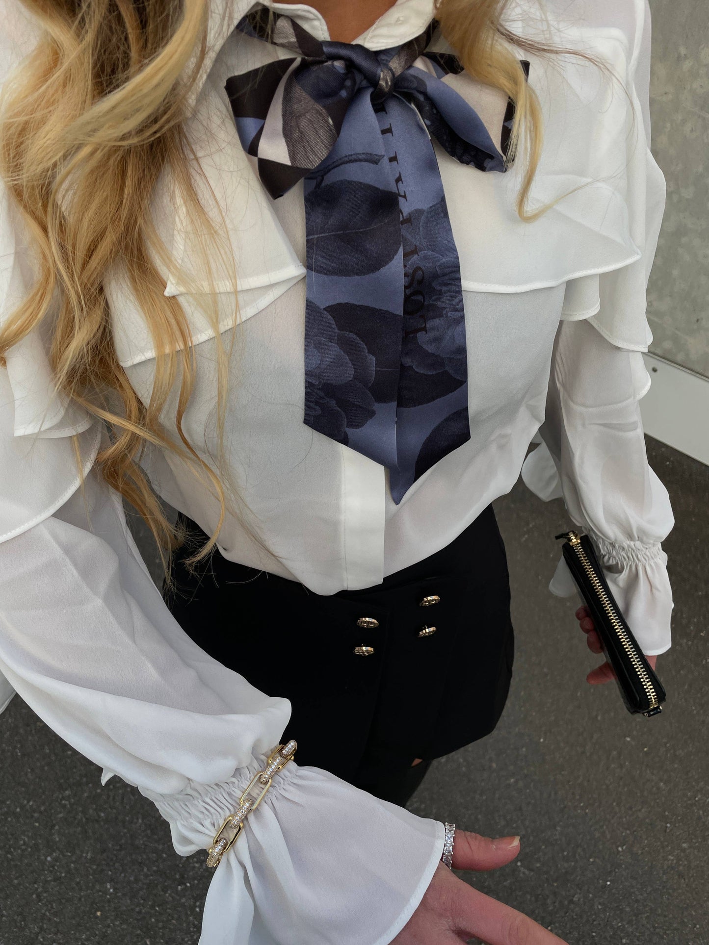 Silk Skinny Scarf by Lost Pattern NYC - Blue Accessories Lost Pattern NYC